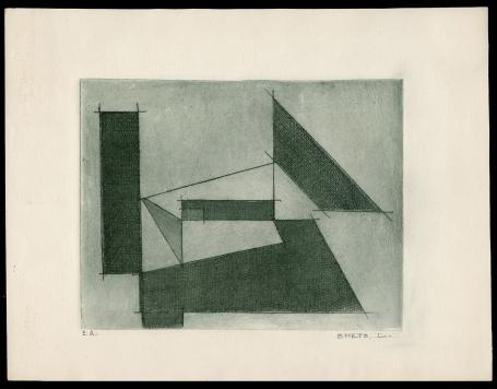 Abstracte ets geëtst door Belgische graficus Léon Smets