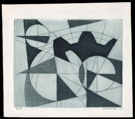 abstracte ets van Léon Smets, de derde van 10 stuks
