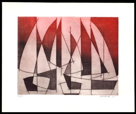 Abstracte ets van de kunstenaar Léon Smets kopen