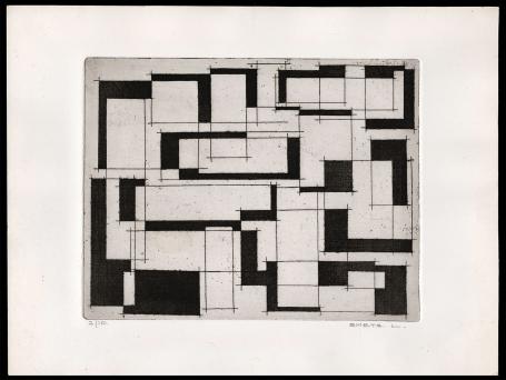 Abstract kunstwerk geëtst door Mechelse kunstenaar Léon Smets