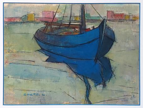 Schilderij kopen van L. Smets, boot aan de kust