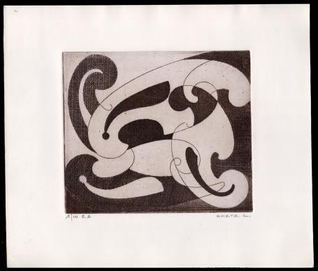 Abstracte ets geëtst door Mechelse kunstenaar Léon Smets