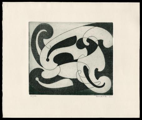 Abstracte ets geëtst door Mechelse kunstenaar Léon Smets