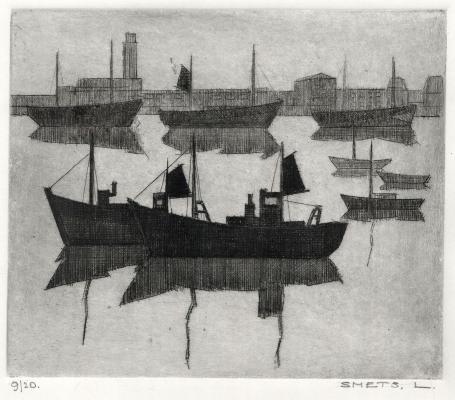 Genummerde ets van Léon Smets (Mechelse kunstenaar)