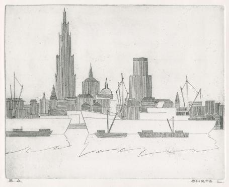 Zicht op de Antwerpse skyline 