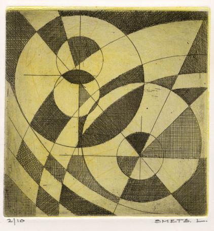 Een gesigneerde abstracte ets van Léon Smets