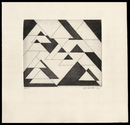 Abstracte ets geëtst door Mechelse kunstenaar Léon Smets