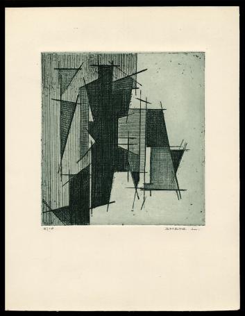 Abstract kunstwerk geëtst door Mechelse kunstenaar Léon Smets
