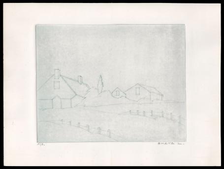 Boerderij geëtst door Mechelse kunstenaar Léon Smets
