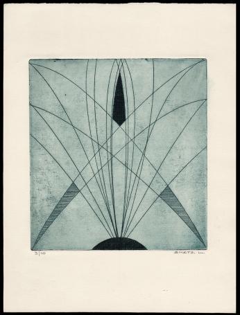 non figuratief abstract kunstwerk geëtst door Mechelse kunstenaar Léon Smets
