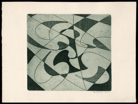 Abstract werk geëtst door Mechelse etserLéon Smets