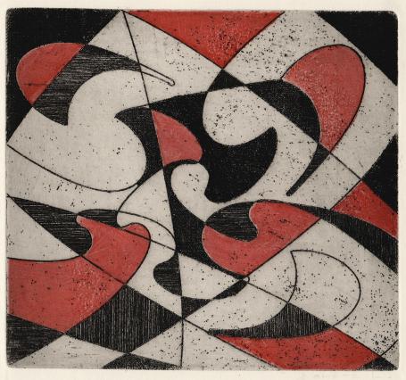 Een gesigneerde abstracte ets van Léon Smets
