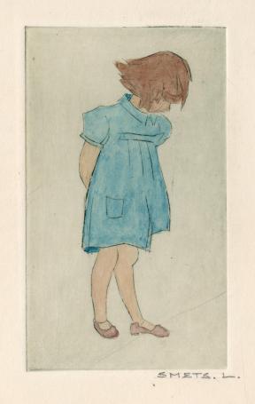 Een kleine gesigneerde ets van Léon Smets 