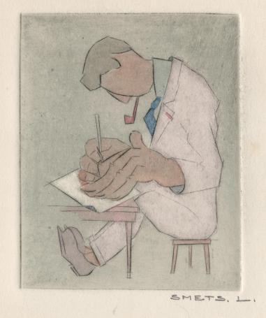 Een kleine opgehoogde ets van Léon Smets