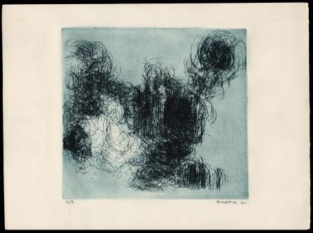 Abstracte ets van de Belgische etser Léon Smets