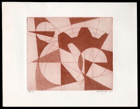 abstracte ets van Léon Smets, de vierde van 10 stuks