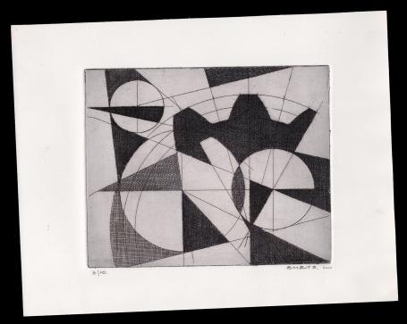 abstracte ets van Léon Smets, de zesde van 10 stuks