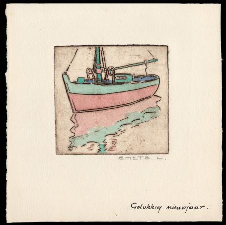 Vissersboot geëtst door Mechelse kunstenaar Léon Smets