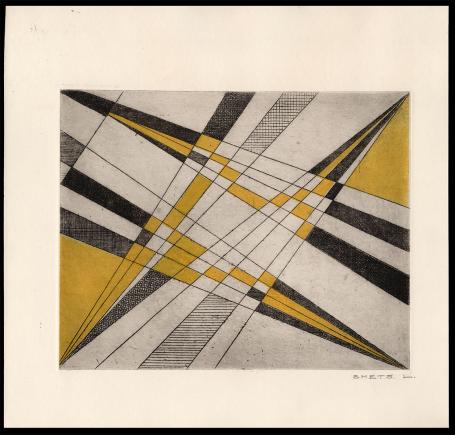 Abstracte ets geëtst door Mechelse kunstenaar Léon Smets