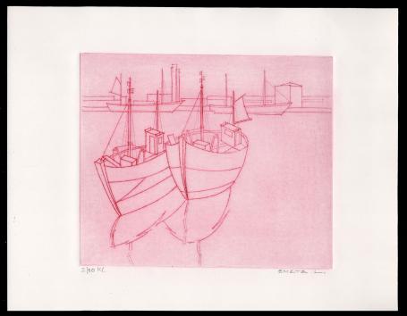 Kunstwerk op papier van de Belgische graficus Léon Smets