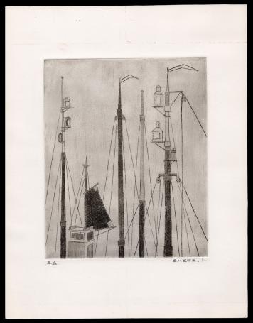Scheepsmasten geëtst door Mechelse kunstenaar Léon Smets