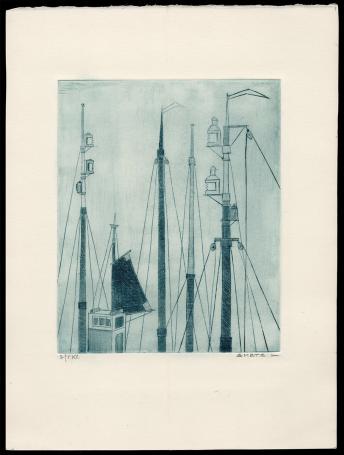Scheepsmasten geëtst door Mechelse kunstenaar Léon Smets