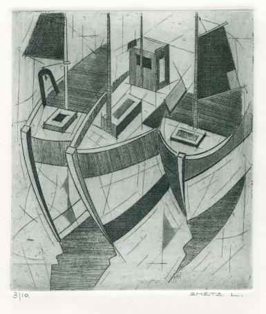 Een gesigneerde ets van Léon Smets