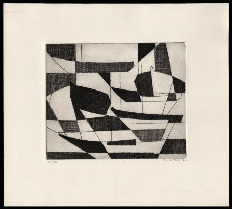 Abstracte ets geëtst door Mechelse kunstenaar Léon Smets