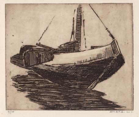 Een kleine ets op papier van Léon Smets