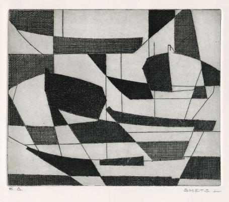 Een abstracte ets van Léon Smets kopen