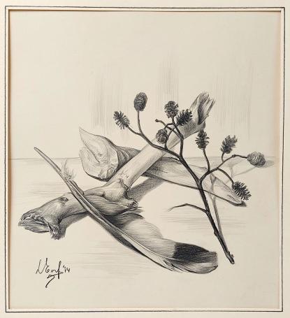 Potloodtekening van de Belgische graficus Leonardo Torfs
