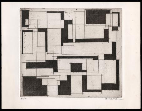 Abstracte ets van de Belgische kunstenaar Léon Smets aanschaffen