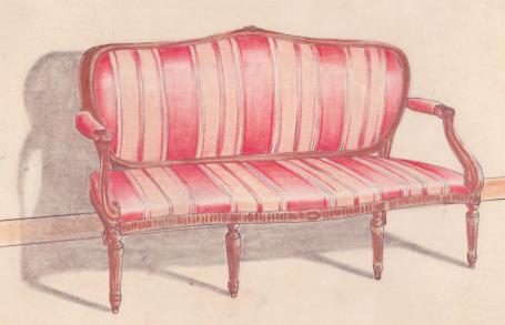 Ontwerptekening, canapé/sofa in Lodewijk XVI-stijl  van Leytens Frères