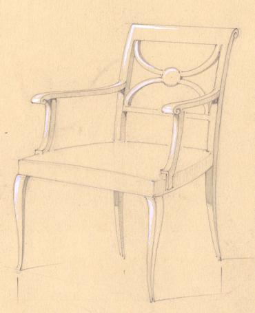 klassiek Lodewijk XV / rococo fauteuil-ontwerp