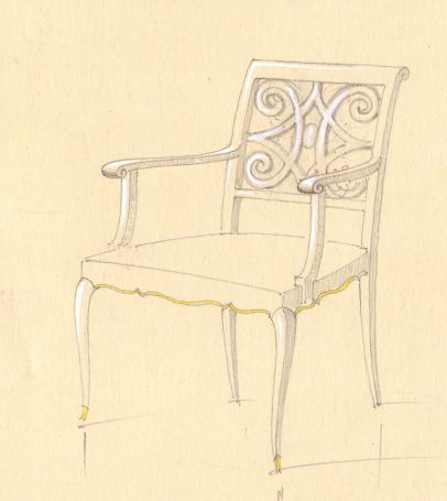 klassiek Lodewijk XV / rococo fauteuil-ontwerp