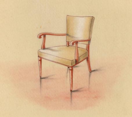 Ontwerptekening, neoclassicistische salonstoel