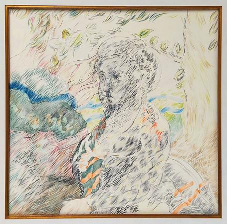 Frank Liefooghe  met een tekening op papier