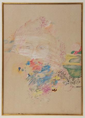 Frank Liefooghe  met een tekening uit 1968