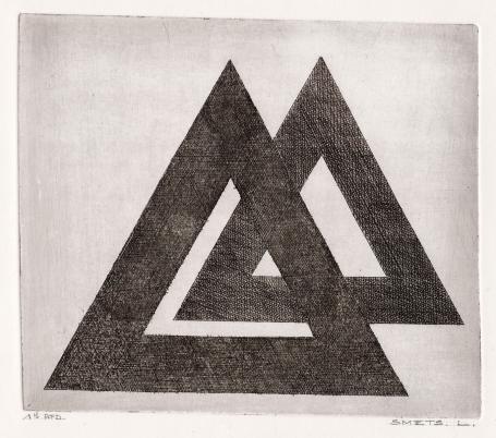 Kleine abstracte ets van Léon Smets