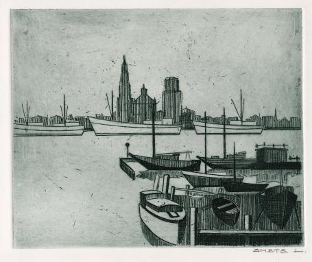 Kleine ets van Léon Smets (Mechelse kunstenaar)