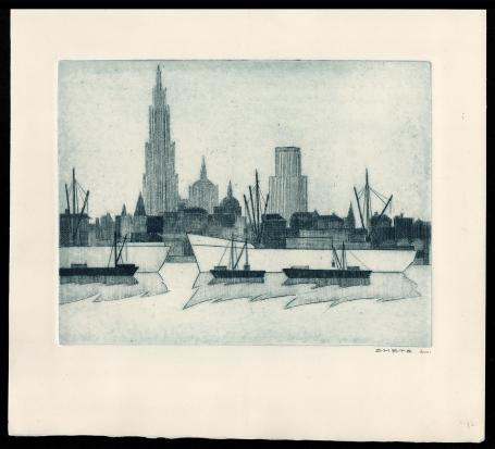 Schepen op de Schelde van de Belgische kunstenaar Léon Smets