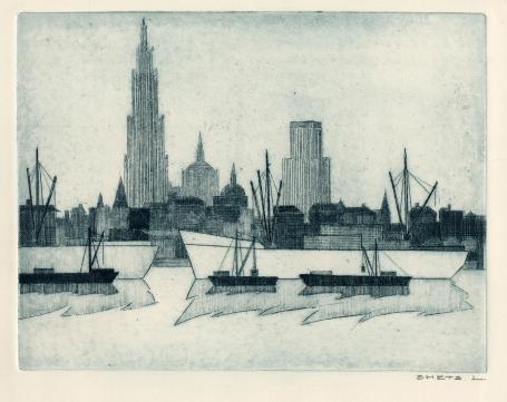 Zicht op de Antwerpse skyline aan de Schelde