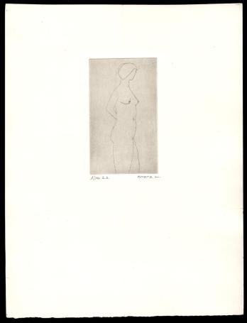 naakte dame geëtst door kunstenaar Léon Smets