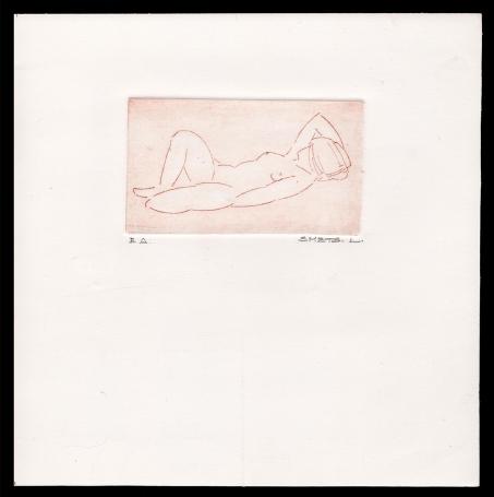 naakte dame geëtst door Mechelse kunstenaar Léon Smets