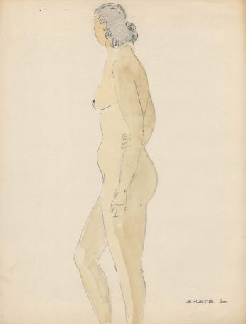 Naakte vrouw getekend door Léon Smets