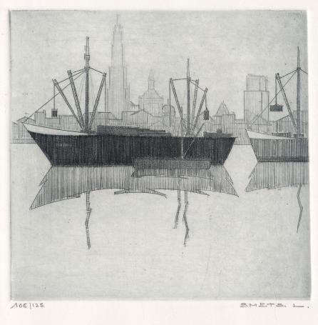 Een gesigneerde ets van Léon Smets