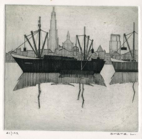 Een gesigneerde ets van Léon Smets