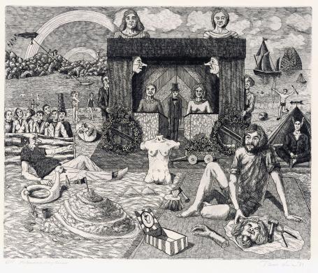 Gesigneerd kunstwerk van de Belgische etser Luc Piron