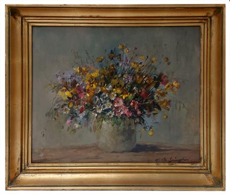 Bloemenschilderij van de Belgische schilderes Marthe De Spiegeleir