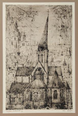 Belgische etser R. Malfliet met een grote ets